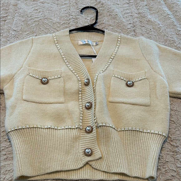 Cream Cardigan with Pearl Buttons - Picture 2 of 15